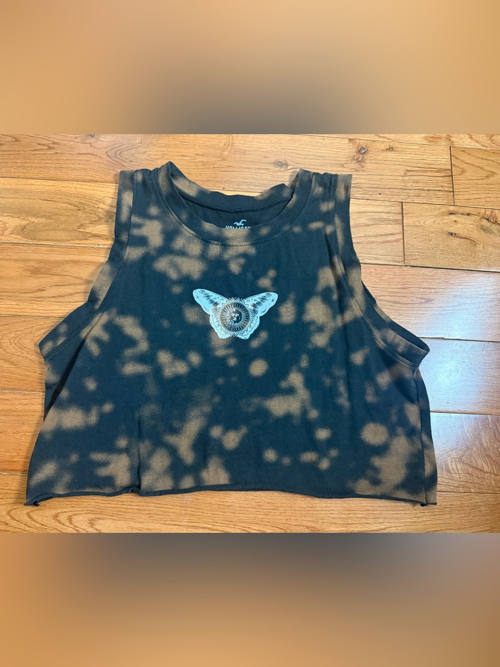 Hollister Acid Wash Cropped Butterfly Tank Y2K Style